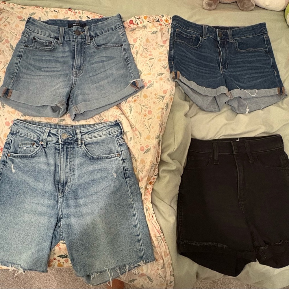 Stylish Women's Denim and Black Shorts Set
